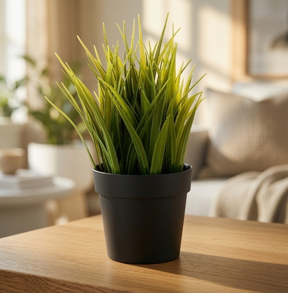 IKEA Fejka Artificial Potted Wheat Grass Plant Black Green 8” Indoor NWT